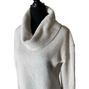 MERONA Cowl Funnel Neck Pullover Knit Sweater Light Grey White Size Large